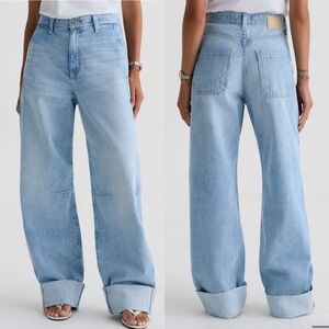 AG Adriano Goldschmied Mercer Cuffed High-Rise Barrel Jeans Size 29